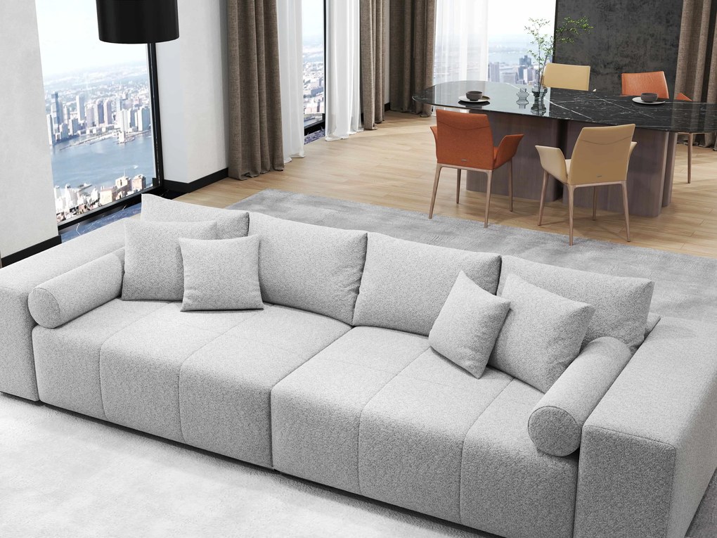 Canapea extensibilă dumonde cu ladă de depozitare si sezut confortabil din spuma high-density, Marbela Enjoy Grey XXL 295x100 cm