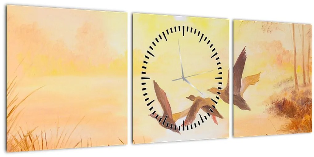 Tablou - Macarale la apus de soare (cu ceas) (90x30 cm)