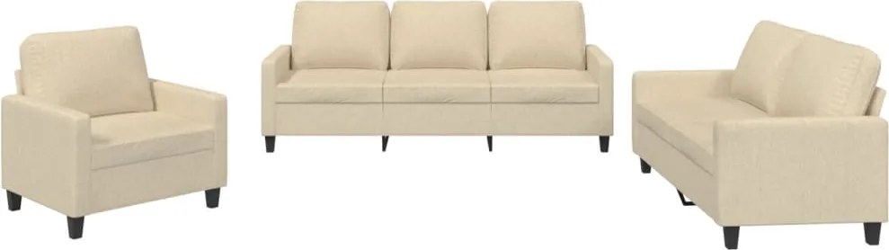 vidaXL Set de canapele cu perne, 3 piese, crem, textil