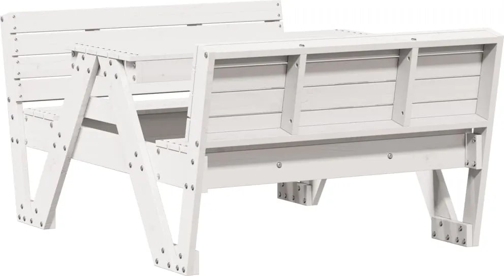 vidaXL Masă de picnic pentru copii alb 88x122x58 cm, lemn masiv de pin