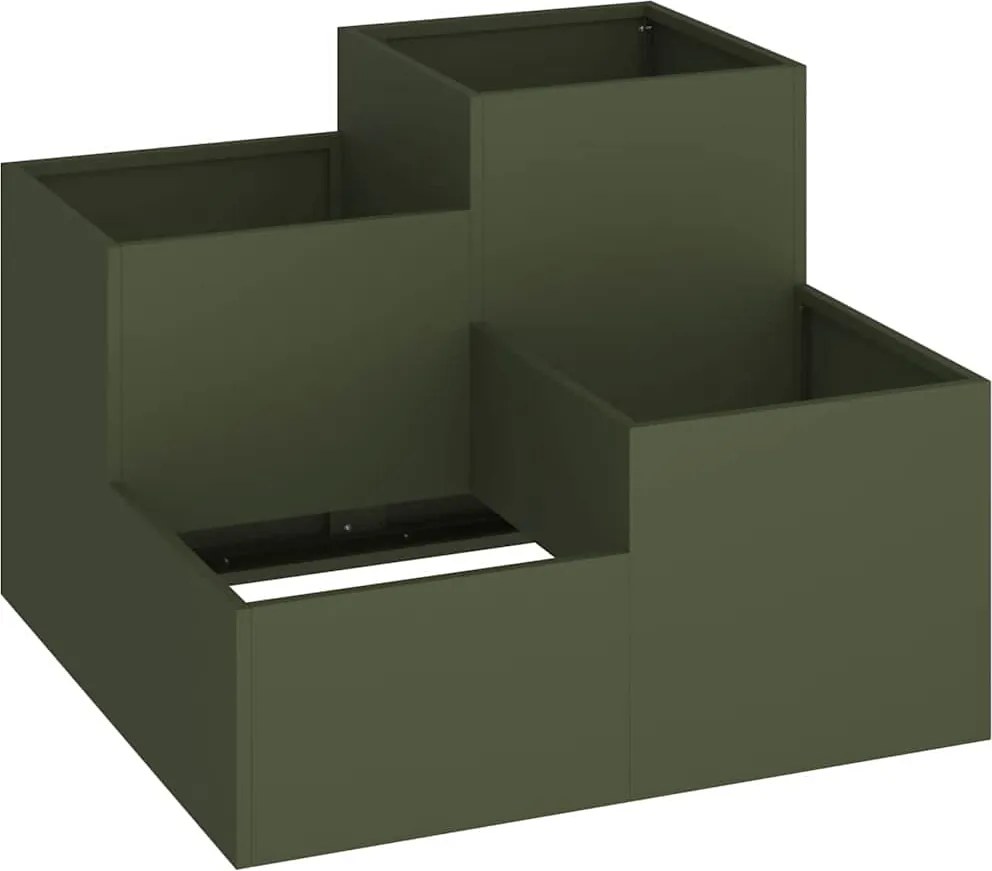 vidaXL Vază pentru Grădină Olivengrønn 80 x 80 x 60 cm Oțel