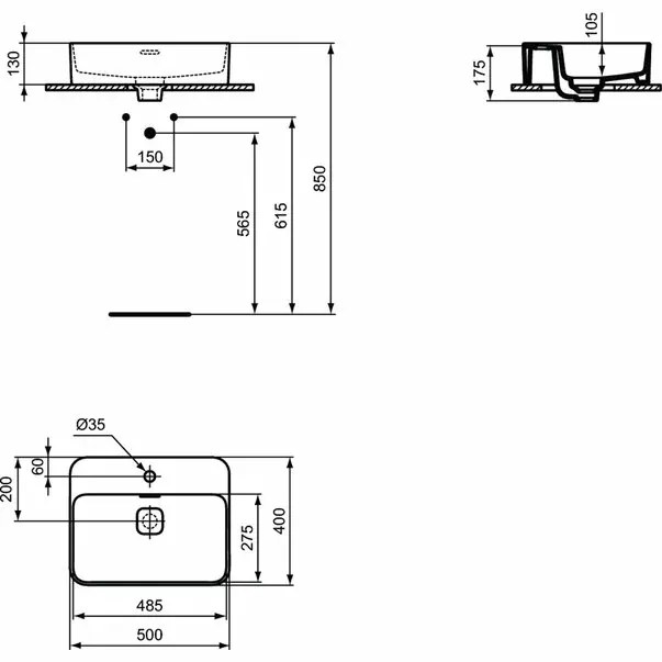 Lavoar pe mobilier Ideal Standard Strada II 50x40 cm