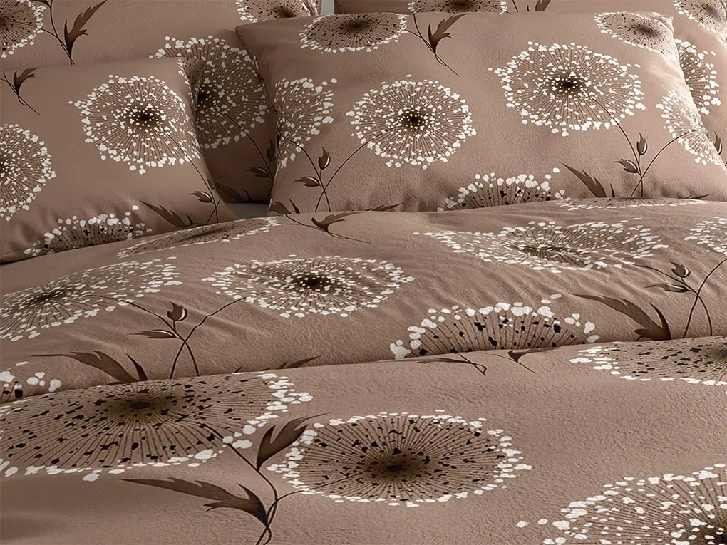 Set lenjerie cocolino PAMPELINO maro deschis + cearsaf Cocolino microplus cu elastic SOFT 90x200 cm alb, pat single