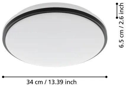 Plafonieră LED pentru baie PINETTO LED/15,6W/230V IP44 neagră Eglo 900366