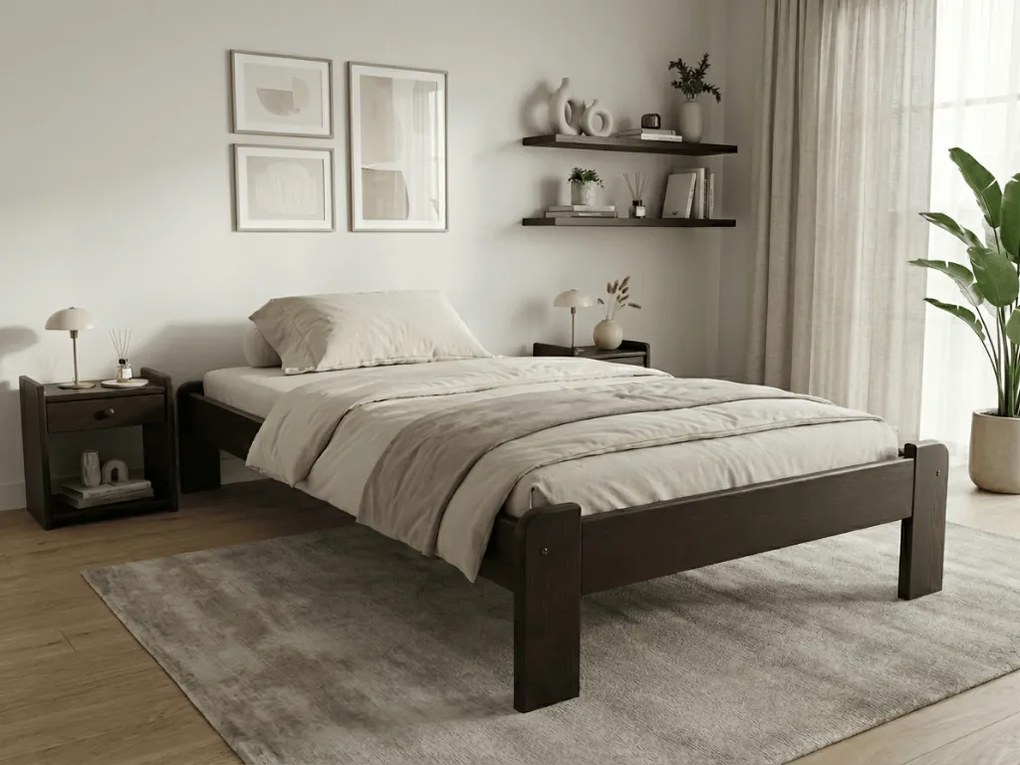 Pat de o persoana ADA 90x200 cm, nuc Saltele: Cu saltele Coco Maxi 20 cm, Somiera pat: Fara somiera