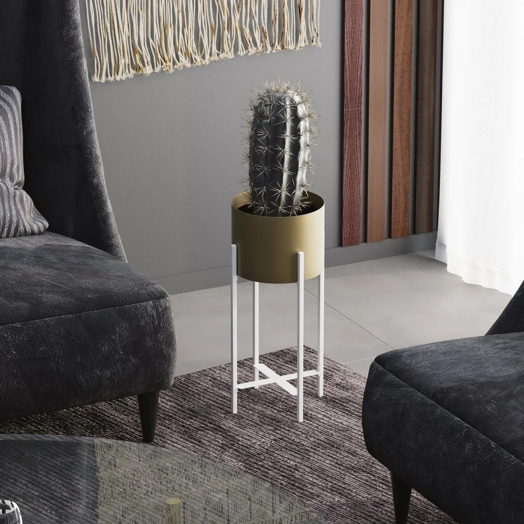 Suport metalic pentru flori GED-026-C Aurum,alb/dorat