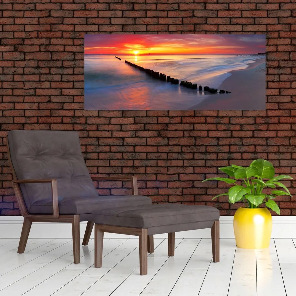 Tablou - Apus de soare, Marea Baltică, Polonia (120x50 cm)