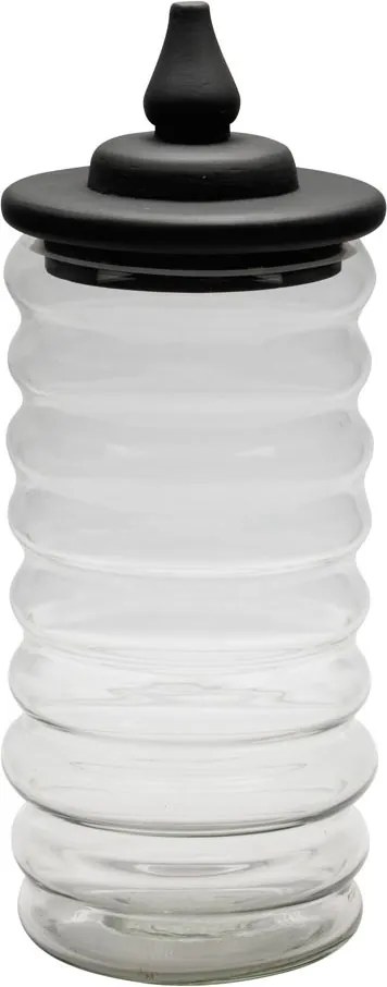 Borcan din sticla, cu capac din lemn de mango, H29cm, Zaraya