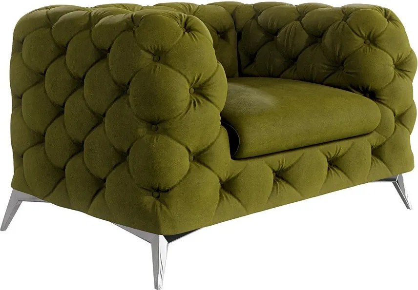 Fotoliu verde cu tapițerie din catifea Chelsea – Ropez