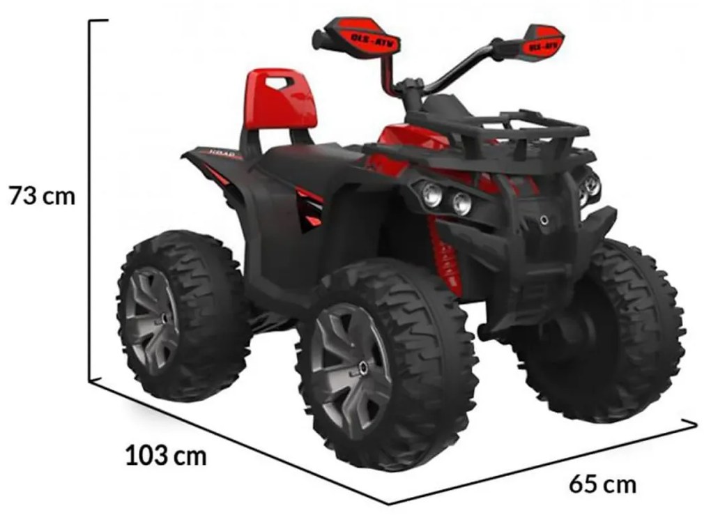 ATV Electric cu acumulator pentru copii NOVOKIDS™ Majestic Quad PRO, Cu melodii si lumini, Lungime 103 cm, Max 30 kg, 12V, 2 motoare, Negru cu Rosu