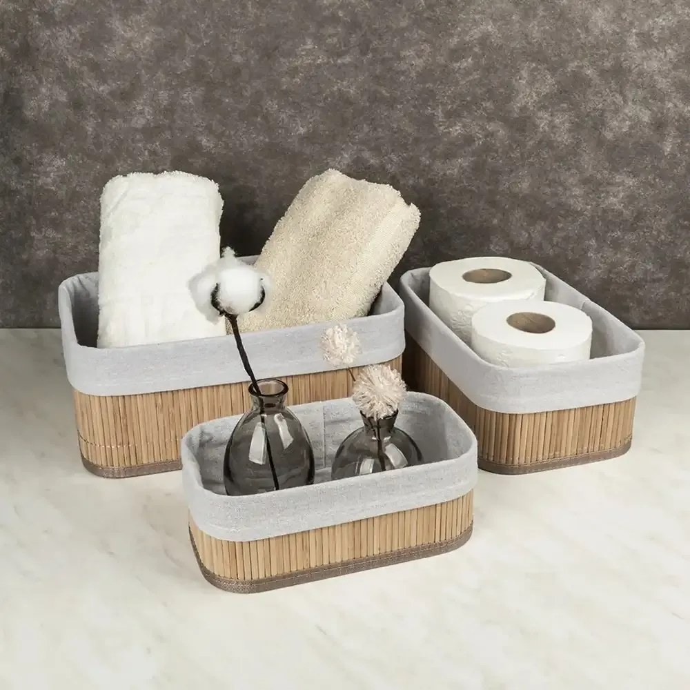 Set 3 Coșuri din Bambus