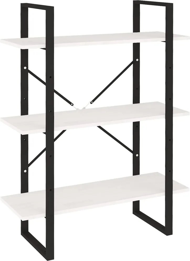 vidaXL Bibliotecă cu 3 rafturi, alb, 80x30x105 cm, lemn masiv de pin