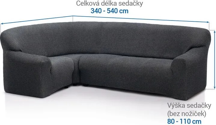 Nueva Textura Huse super elastice RUBINIA antracit colţar (l. 340 - 540 cm)