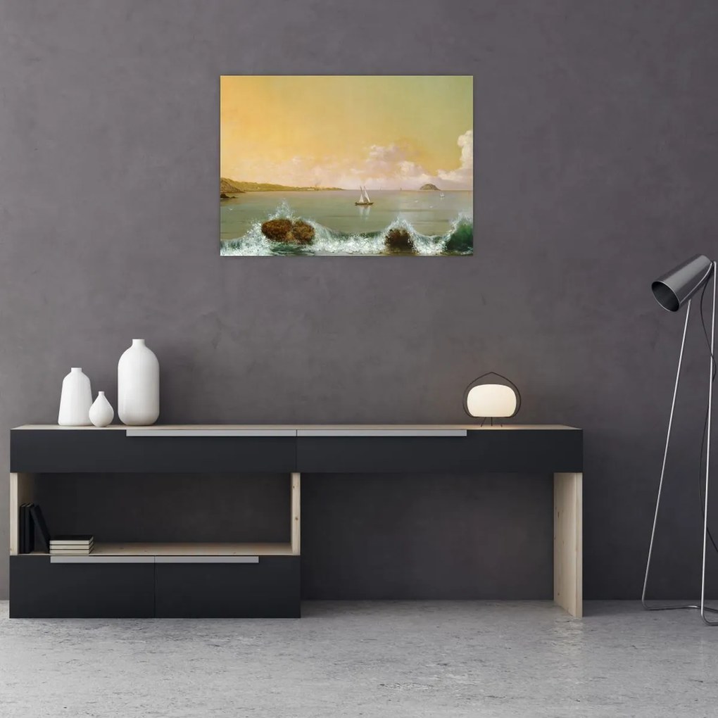 Tablou pe sticlă - Martin Johnson Heade, Rio de Janeiro Bay, reproducere (70x50 cm)