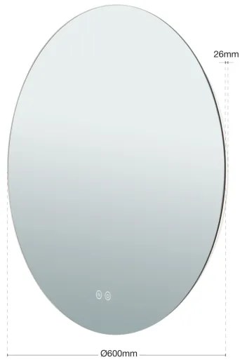 Orion 13-398/60 - Oglindă LED FOCUS, iluminare 25W, pr. 60 cm, IP44