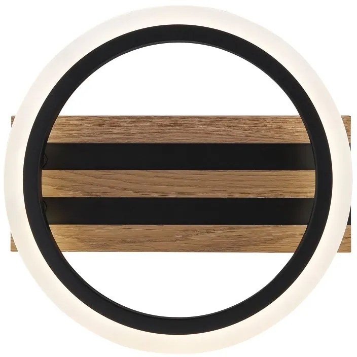 Plafoniera LED CCT BLEVINS riflaj MDF cu efect de lemn