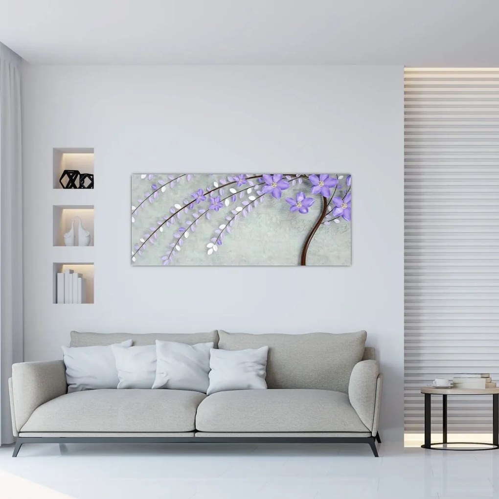 Tablou - ploaie violetă (120x50 cm)