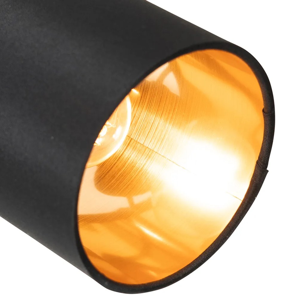 Spotlight modern negru cu interior auriu cu 3 lumini - Lofty