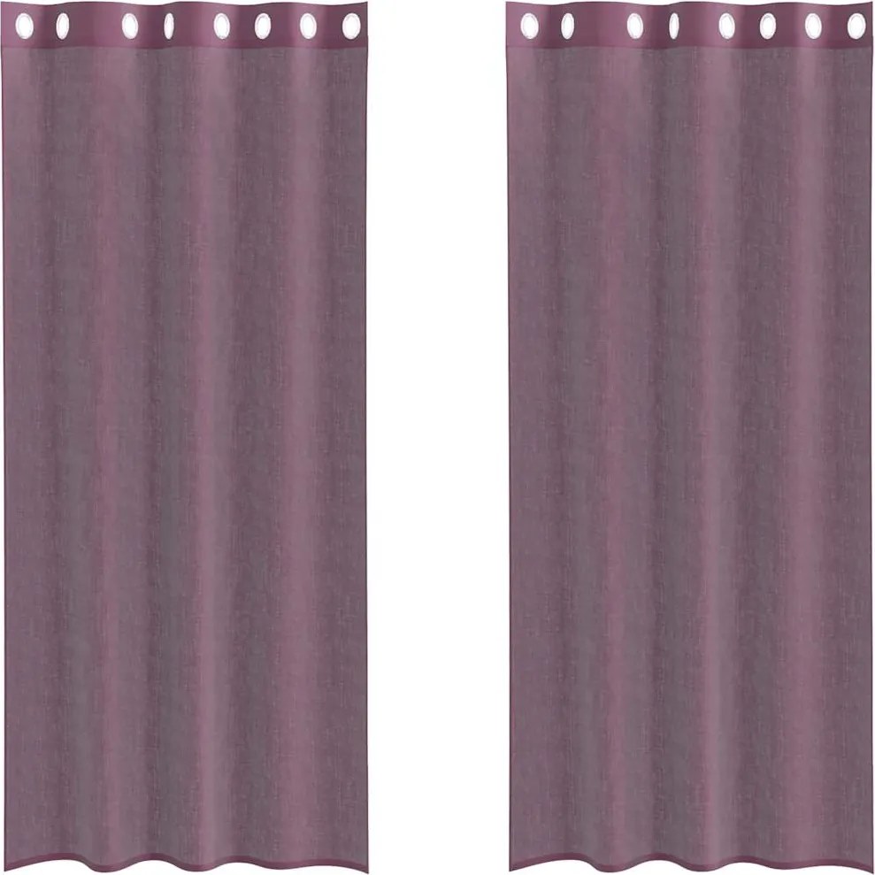 vidaXL Perdele Voile cu Oelii 2 buc Violet 140x225 cm