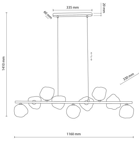 Lustră suspendată pe cablu LAVA 9xG9/8W/230V bronz/bej fumuriu
