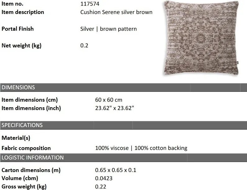 Perna decorativa design LUX Serene 60x60cm