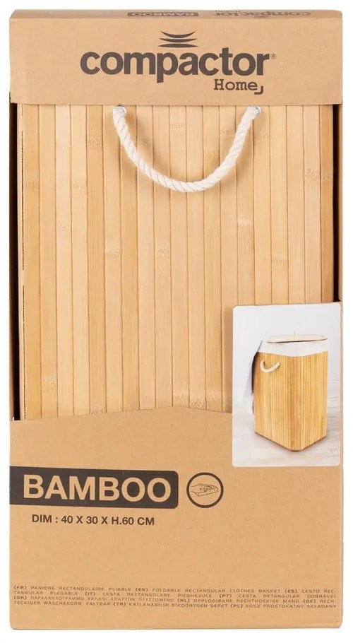 Coș de rufe în culoare naturală din bambus 78 l Bamboo – Compactor