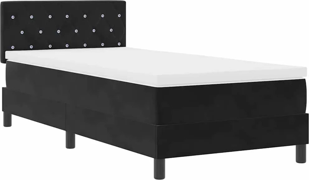 vidaXL Pat cu arc LED cu saltea cu led Negru 90 x 200 cm Catifea