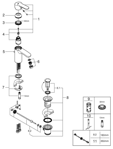 GROHE 3355220E - Baterie pentru lavoar Eurostyle Cosmopolitan, mărime S, crom