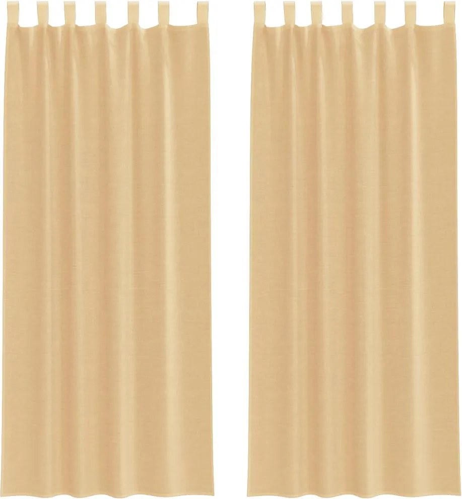 vidaXL Perdele Voile cu buzunare pentru bare 2 buc Nisip