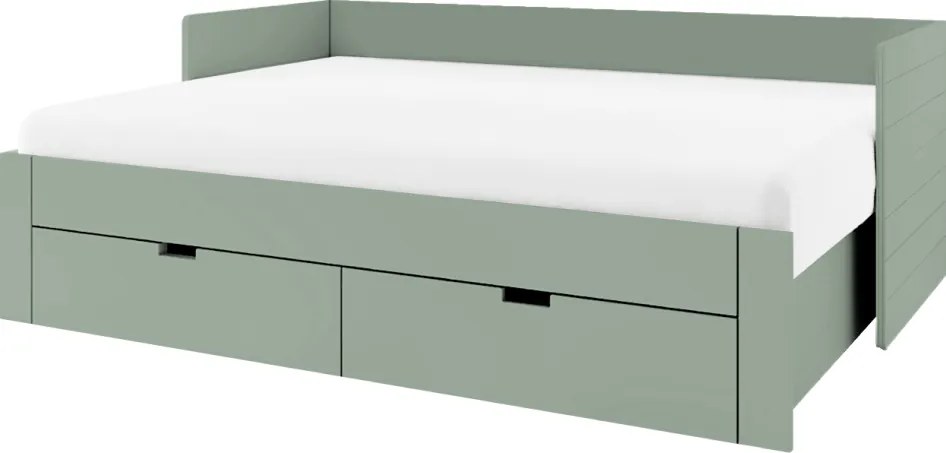 Patul extensibil, verde-gri, 90/180x200, ANTONY