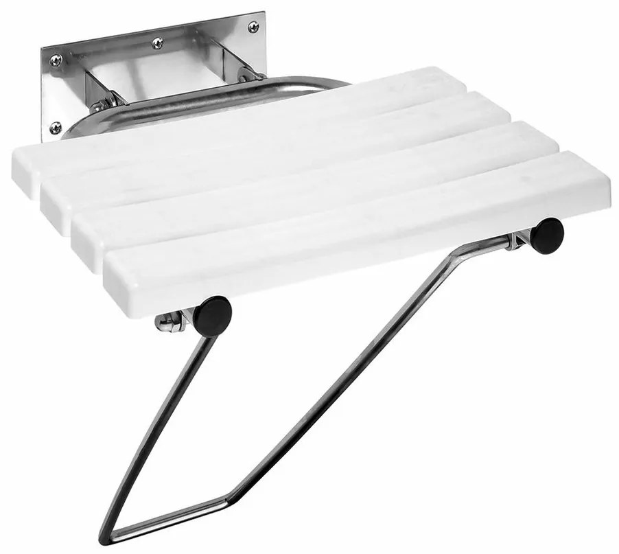 Scaun de duș pliabil SAPHO XH001 Handicap cu picior de sprijin, alb