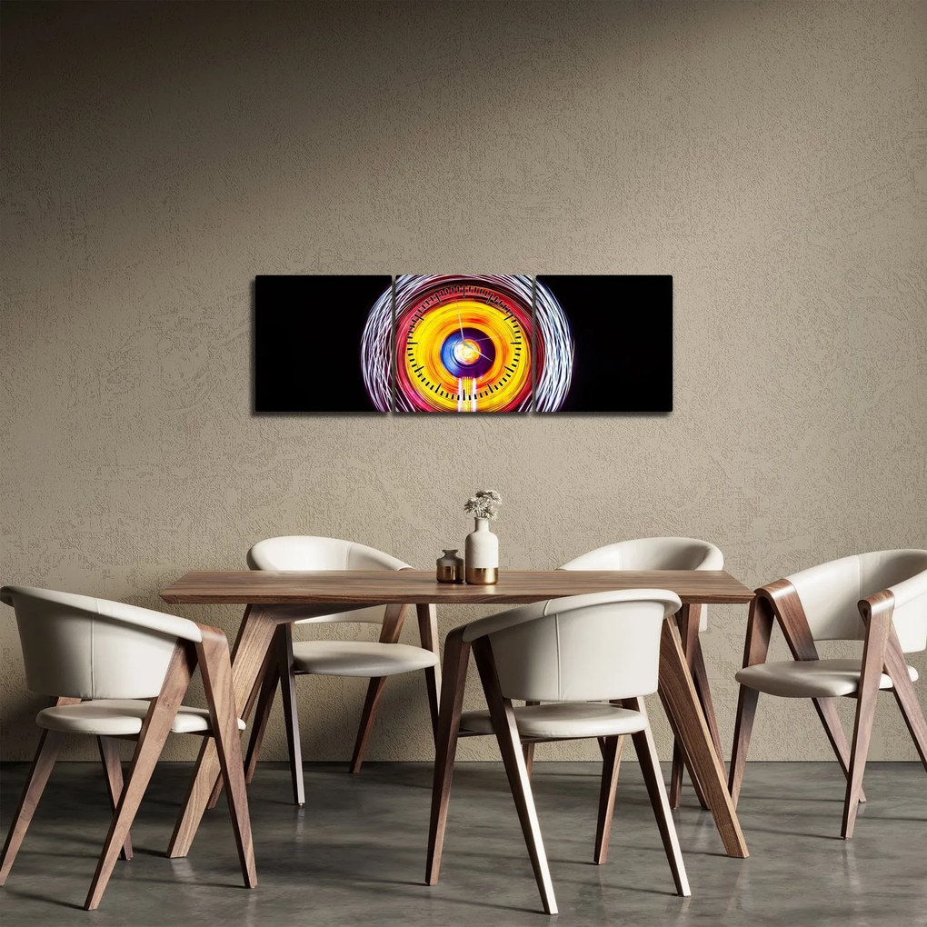 Tablou cu lumini în cerc (cu ceas) (90x30 cm)