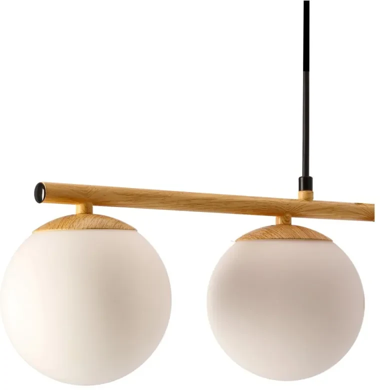 Lustră albă/în culoare naturală cu abajur din sticlă Carrine – Candellux Lighting