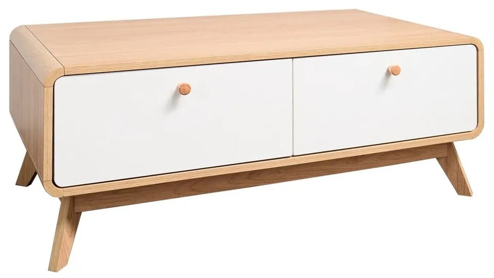 Comodă TV albă/în culoare naturală cu aspect de lemn de stejar 100x40 cm Caitlin – Støraa