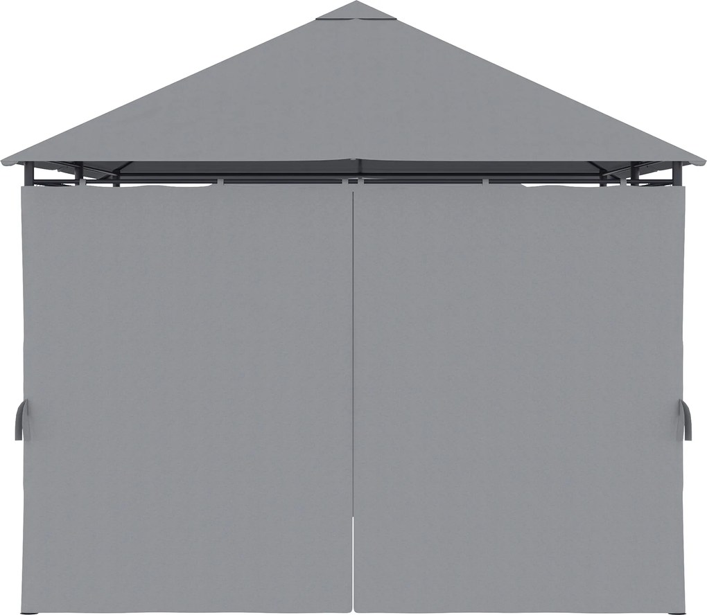 Outsunny 3x4 m Gazebo de Exterior din Oțel cu 6 Perdele Detașabile și Orificii de Drenaj, Gri | Aosom Romania