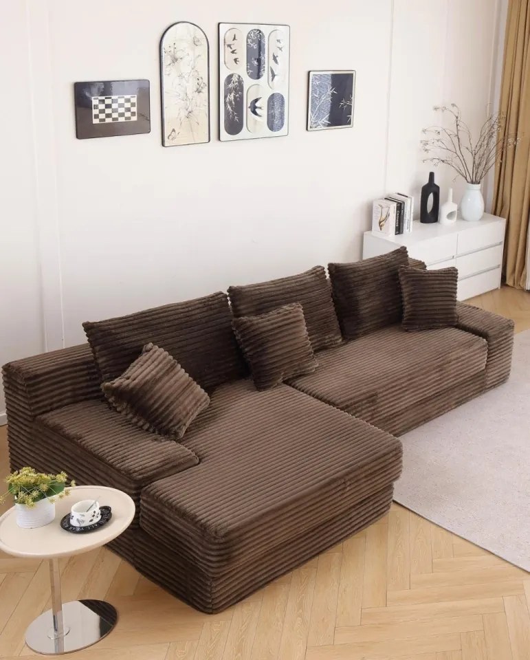 Canapea Colțar Memory Foam HD Soft Lounge | Design Modern &amp; Confort Premium | 5 Culori Disponibile | AlmaCasa (Culoare: Maro)