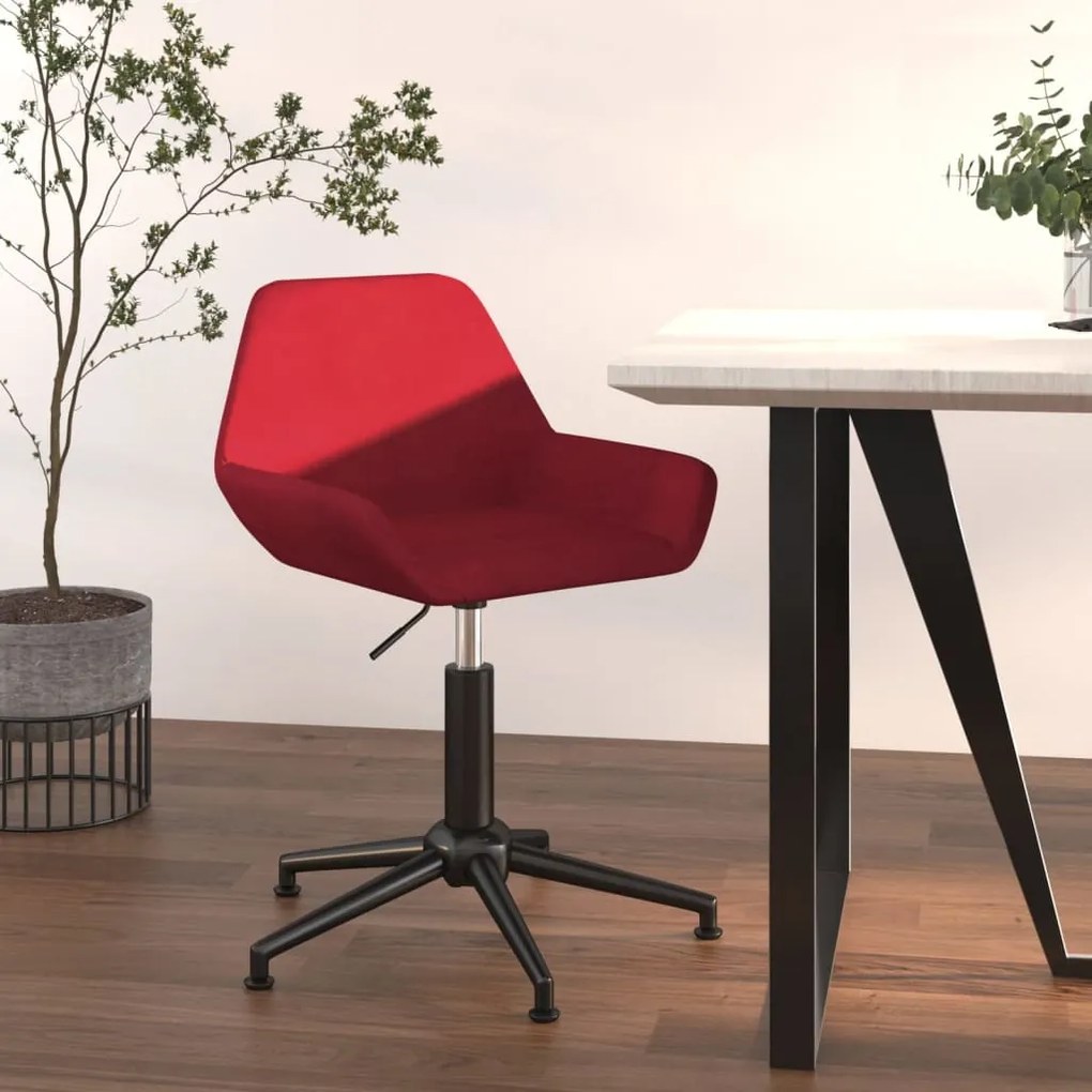 3084963 vidaXL Scaun de bucătărie pivotant, roșu vin, catifea