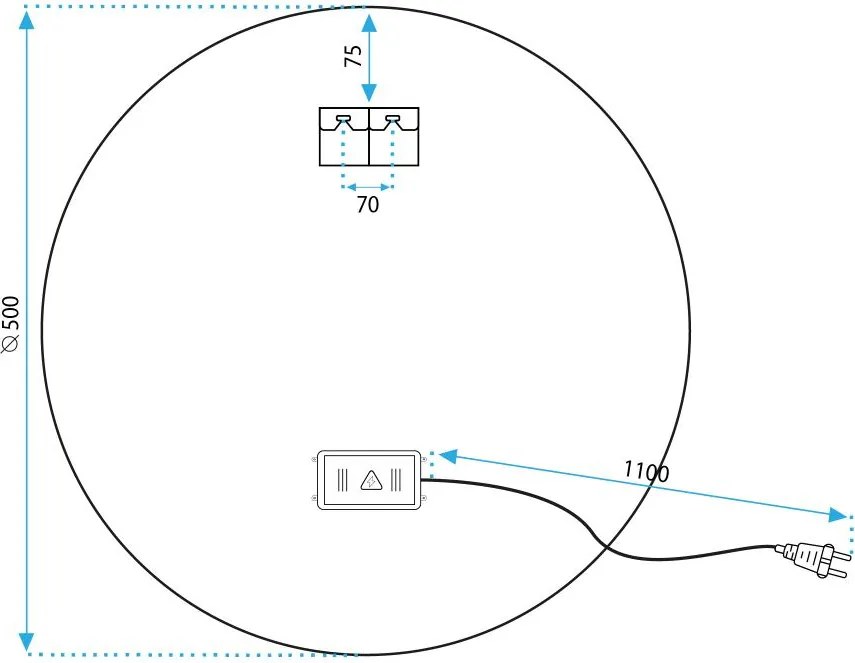 Oglinda LED 50cm MMJ auriu periat