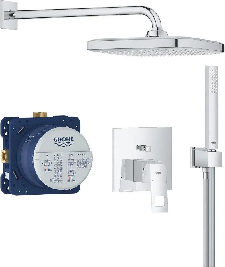 Sistem de dus incastrat Grohe Eurocube cu palarie Tempesta Cube 250, crom