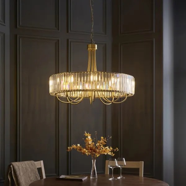 Endon 119611 - Candelabru VISCONTI cu lanț, 8xE14/6W/230V, alamă