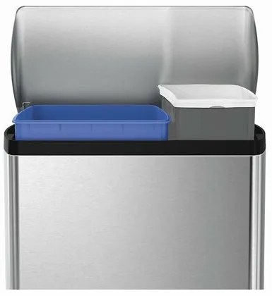 Simplehuman Coș dreptunghiular cu pedală pentrudeșeuri sortate 46 l, oțel