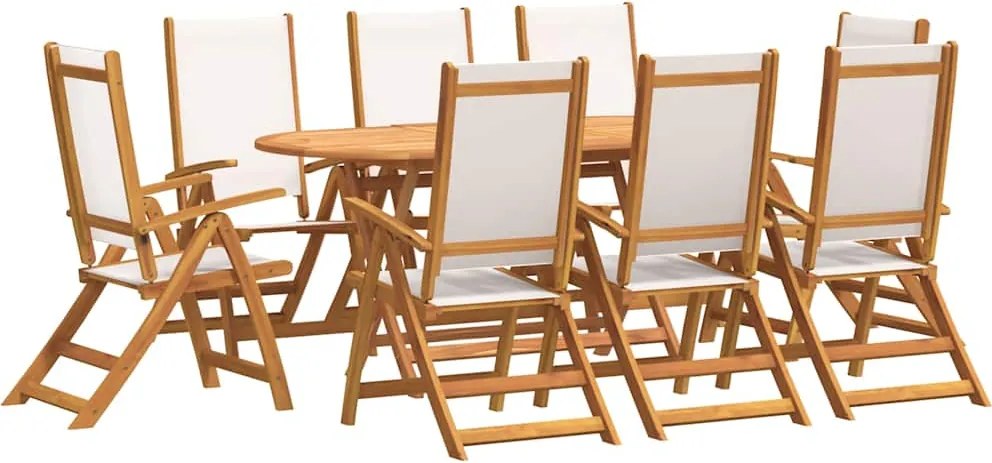 vidaXL Set mobilier de grădină, 9 piese, lemn masiv acacia/textilenă