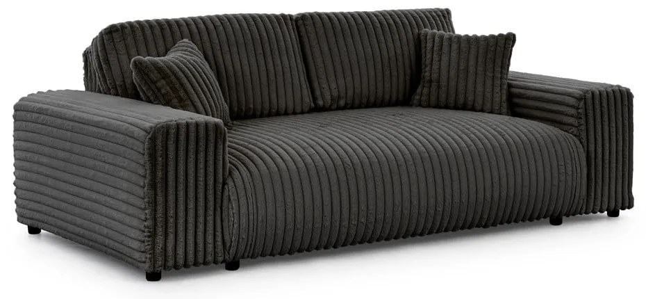 Canapea gri închis cu tapițerie din catifea reiată 213 cm Justin – Ropez