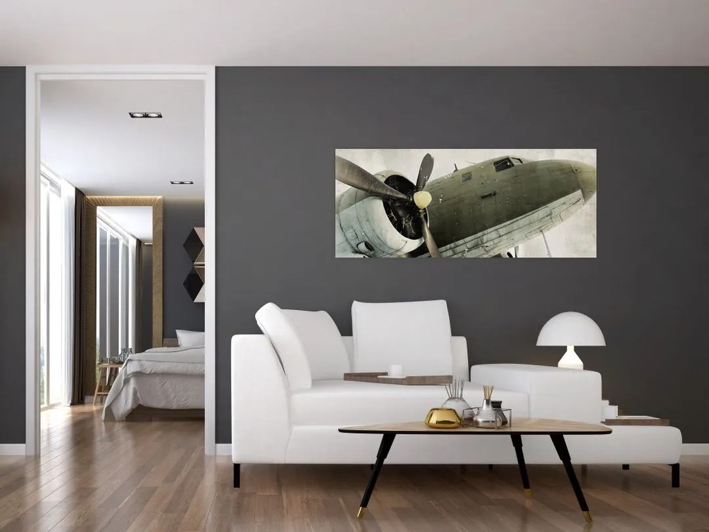 Tablou - Avion vechi cu elice (120x50 cm)