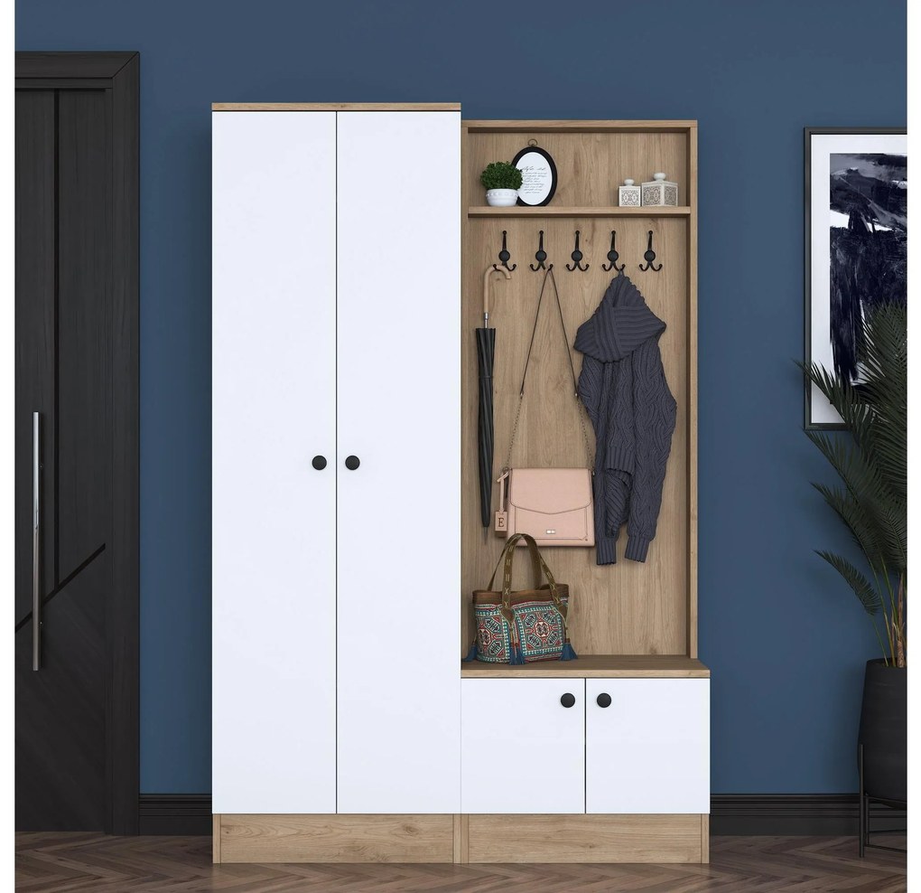 Mobilier hol Pixie 11 (nuc + alb) (cu oglindă). 1102446