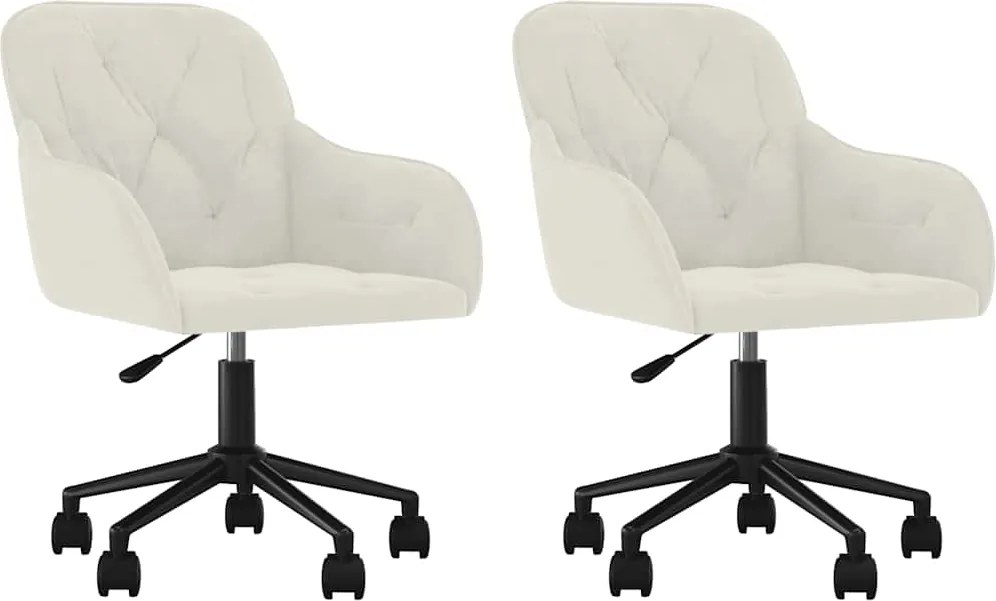 vidaXL Scaune de bucătărie pivotante, 2 buc., crem, catifea