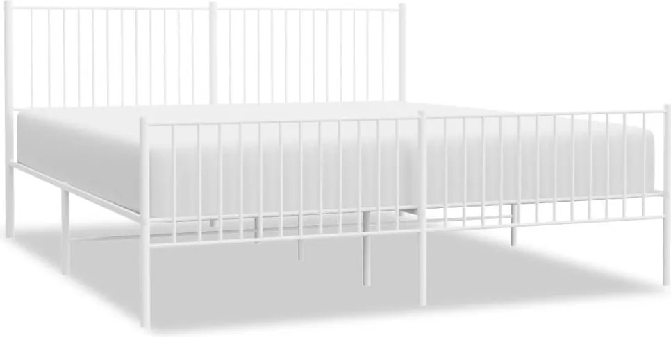 vidaXL Cadru de pat metalic cu tăblie, alb, 200x200 cm