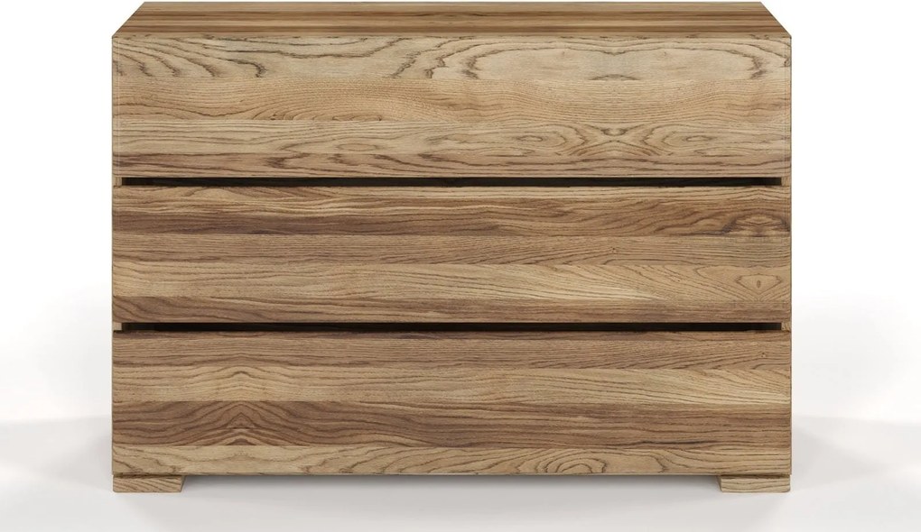 Comodă lemn masiv TerraCraft Stejar 3 Sertare, 120 × 45 × 81 cm - Bleached oil