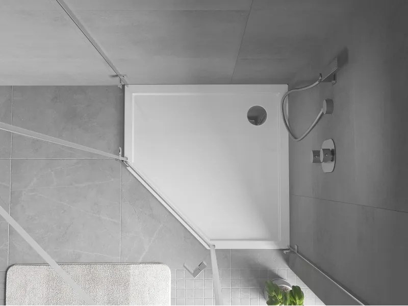 Mexen Flow cadă de duș pentagonală slim 80 x 80 cm, alb lucios - 46P108080