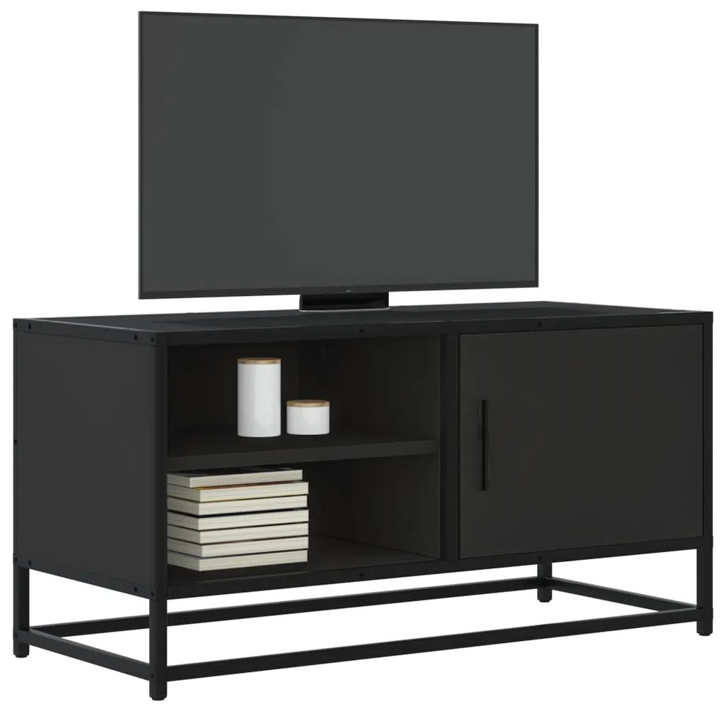 vidaXL Dulap TV, negru, 80x34,5x40 cm, lemn prelucrat și metal